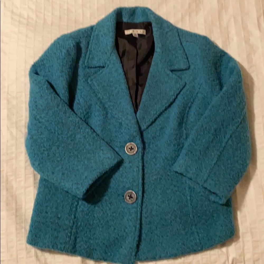 Teal green bucle’ jacket by Cabi